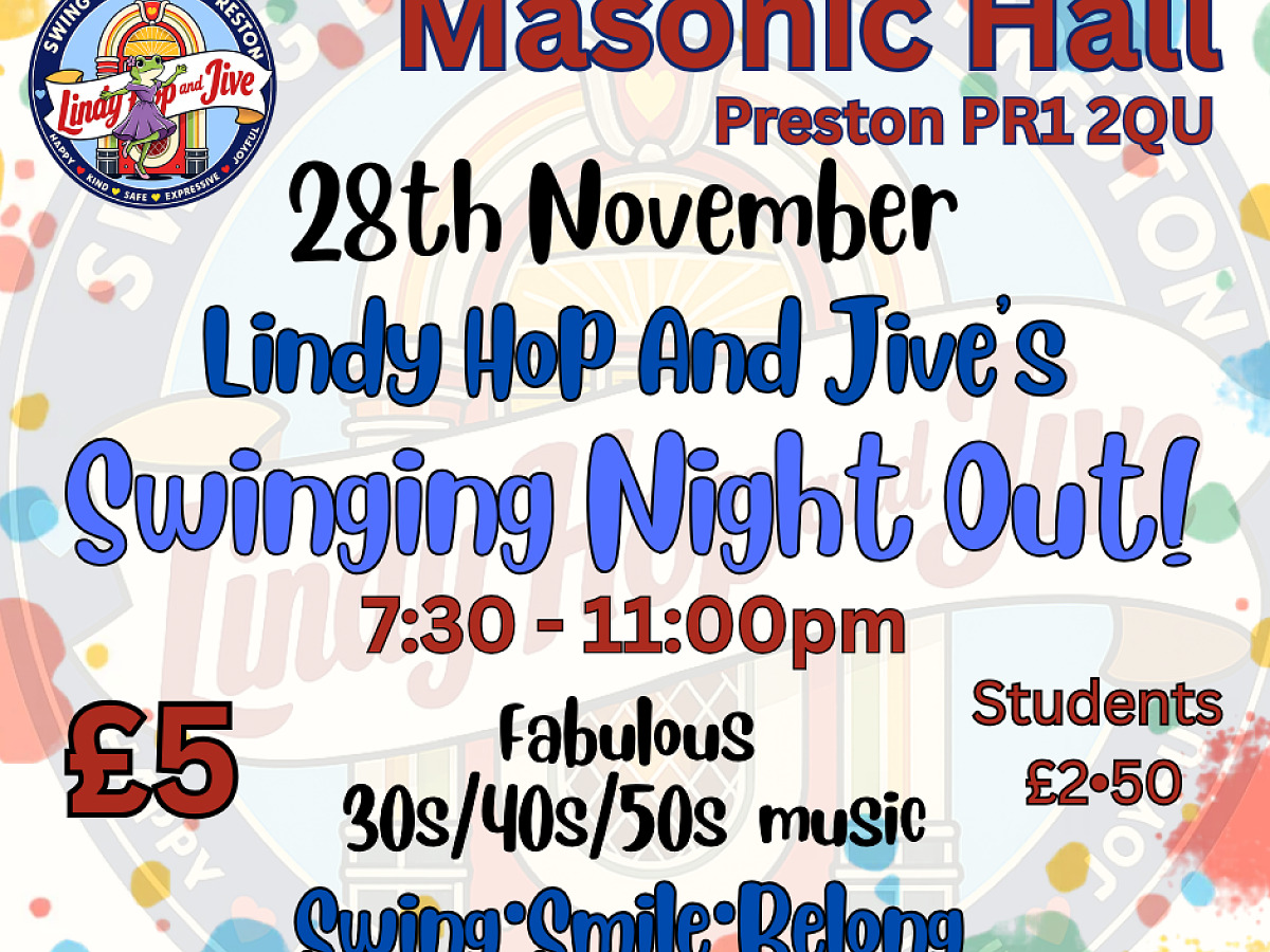 Lindy Hop and Jive's Swinging Night Out. Preston.